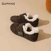 达芙妮内增高德训鞋 加绒雪地靴 魔术贴勃肯毛毛棉鞋 女2025冬季 新款