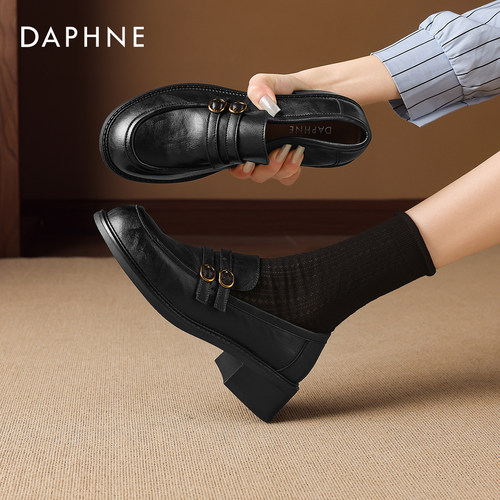 达芙妮厚底英伦风小个子增高皮鞋