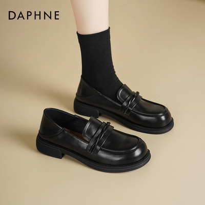 达芙妮厚底乐福鞋女百搭英伦皮鞋