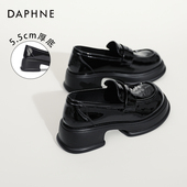 女2025款 春秋鞋 子女英伦风黑色复古小皮鞋 达芙妮厚底乐福鞋 单鞋