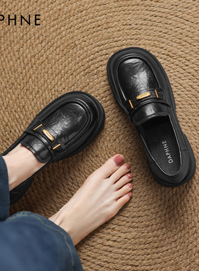 达芙妮厚底乐福鞋女2025冬季新款英伦风jk小皮鞋上班通勤复古单鞋