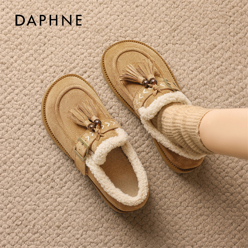 【达芙妮】厚底加绒勃肯鞋一脚蹬