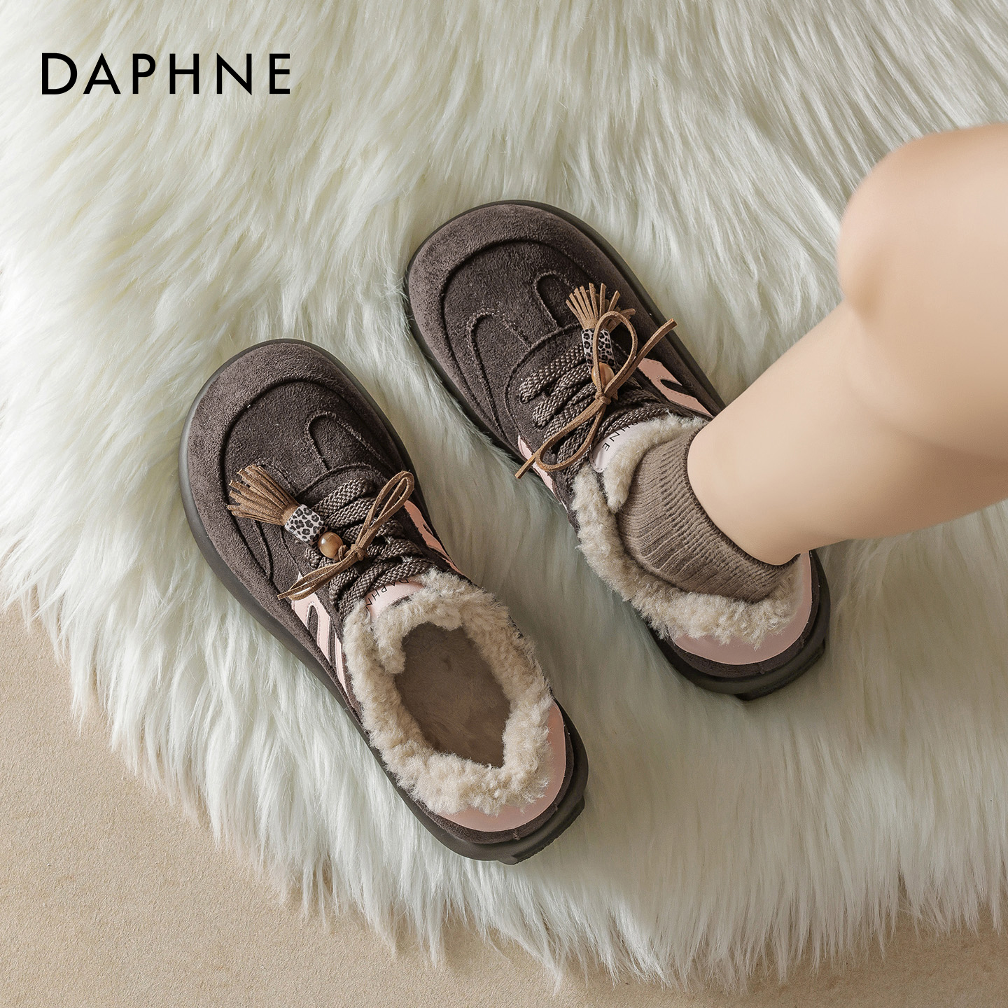 【达芙妮】加绒复古勃肯德训鞋女