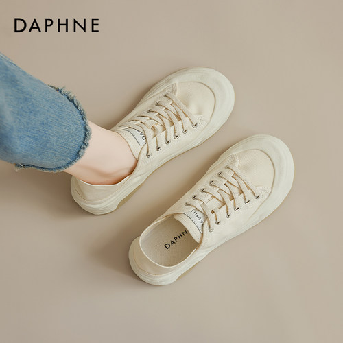 达芙妮帆布鞋低帮小白鞋休闲板鞋
