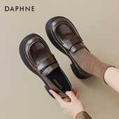 粗跟单鞋 达芙妮棕色乐福鞋 厚底女鞋 子秋季 2026新款 英伦风jk小皮鞋