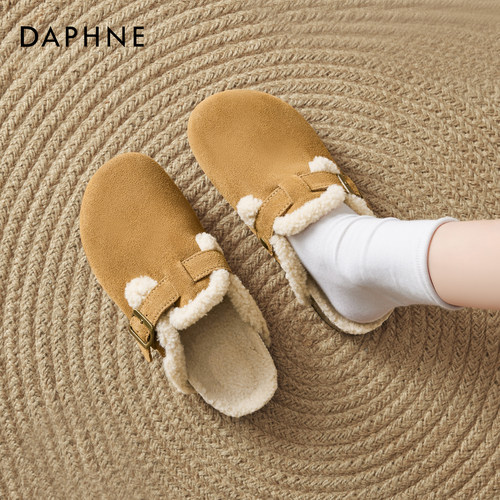 达芙妮加绒真皮勃肯鞋女