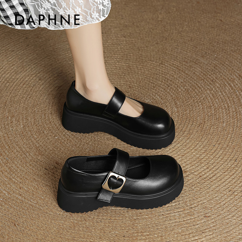 【达芙妮黑色玛丽珍鞋】松糕百搭