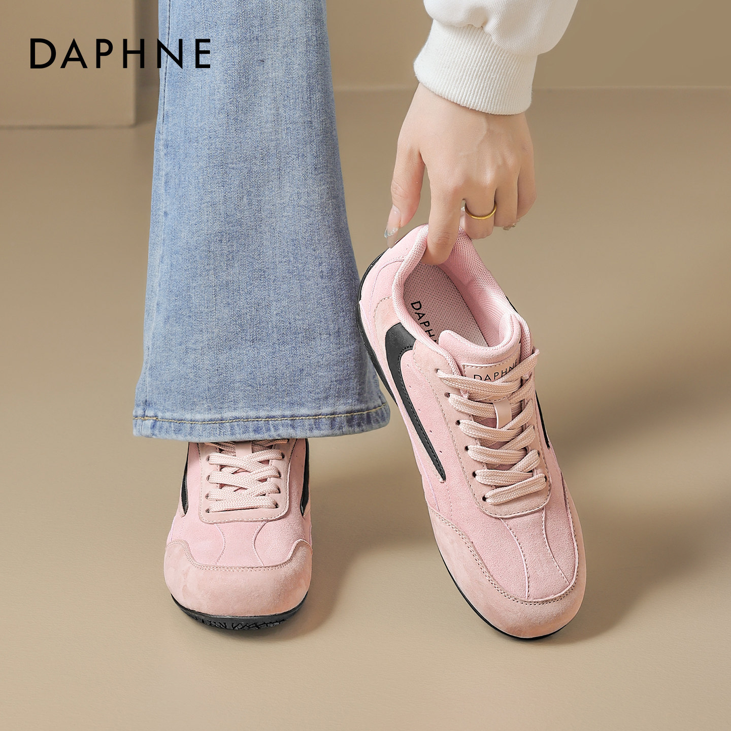 达芙妮芭蕾德训鞋女2026春季新款阿休闲甘运动赛车鞋薄底粉色鞋子,女鞋,德训鞋,淘宝优惠券,粉丝福利购,淘宝优惠卷