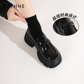 一脚蹬单鞋 达芙妮厚底乐福鞋 子 黑色小皮鞋 英伦风女鞋 2026新款 春季