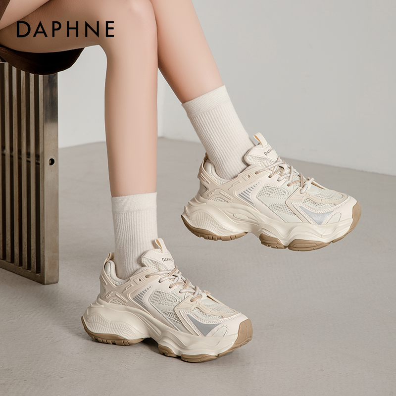 达芙妮厚底老爹鞋女款增高小白鞋