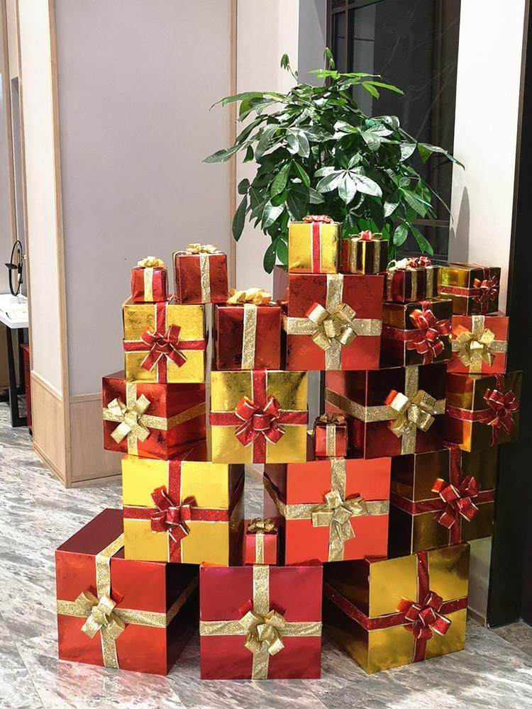 高档正方形超大礼盒商场堆头装饰盒圣诞橱窗盒摄影道具礼品盒定制
