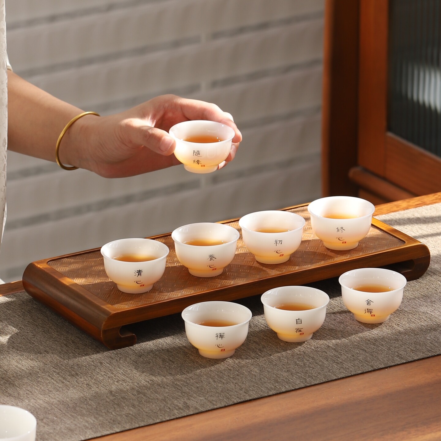 冰种璞玉德化白瓷功夫茶杯套装图片