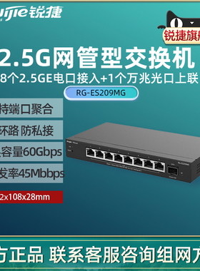 Ruijie锐捷睿易9口2.5G网管交换机RG-ES209MG 8口2.5GE千兆接入+万兆光口上联 端口聚合 APP管理 故障告警