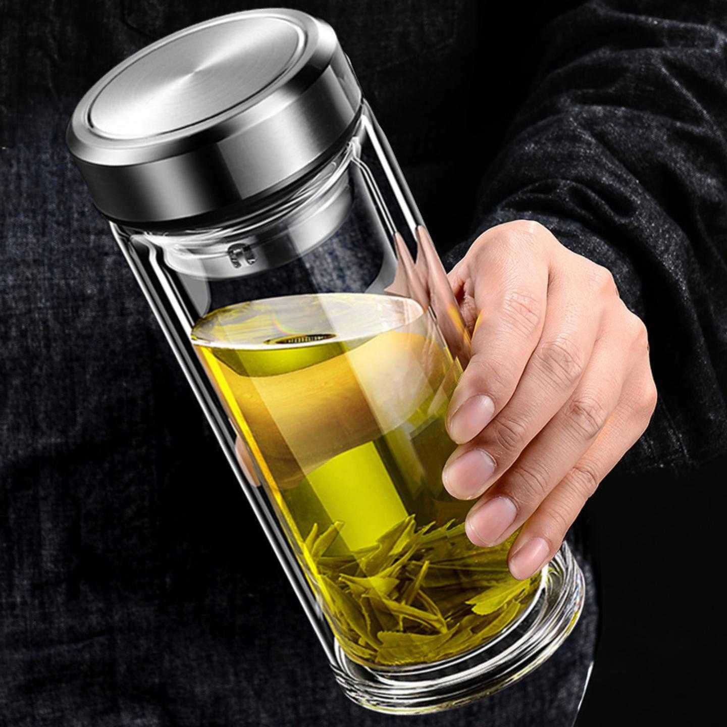 高硼硅玻璃杯耐高温双层玻璃杯双层隔热玻璃茶杯玻璃杯印字