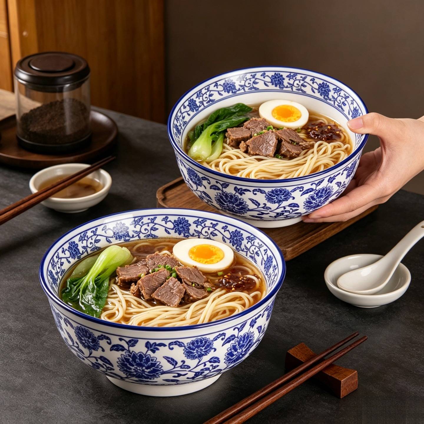 中式创意兰州拉面碗青花瓷大碗牛肉汤碗陶瓷拉面碗粥碗油泼面碗
