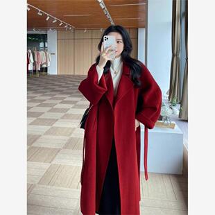 韩版大码双面羊绒毛呢大衣女秋冬中长款休闲百搭宽松显瘦气质外套
