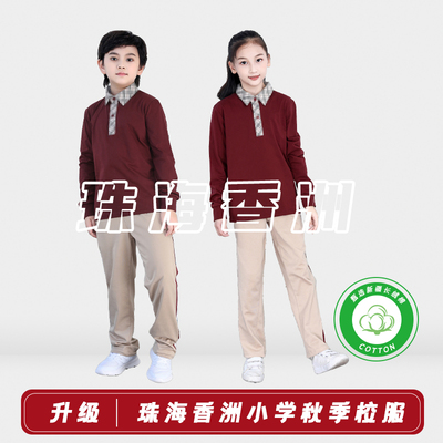 珠海市香洲区小学生校服秋装长袖套装棉质男女生班服学院风秋冬季