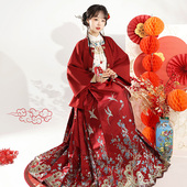 拜年服秋冬 红色马面裙套装 鎏金莹梅 原创汉服女重工刺绣衬衫