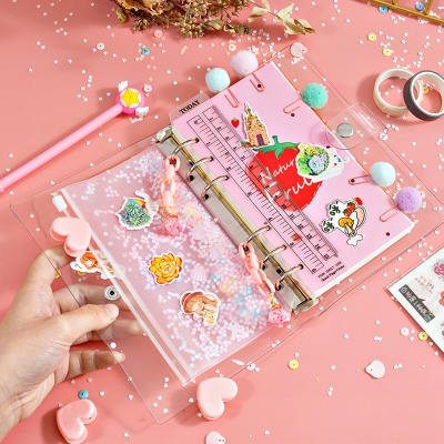 网活页流沙心手红新品手流沙可拆卸笔账本帐本少女a6梦幻手账本
