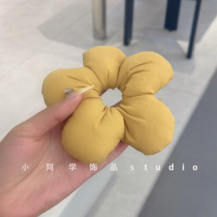 只扎一圈～韩国原创进口面料2025新款柠檬黄花朵发圈发绳头绳头饰