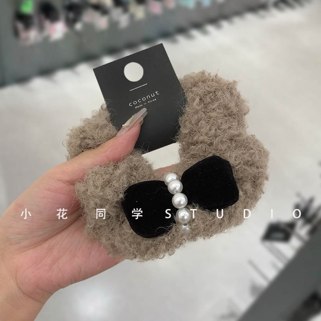 韩国头饰ins发饰秋冬新款饰品头绳毛绒毛巾圈珍珠丝绒蝴蝶结发圈
