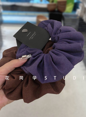 韩国发饰2024秋冬新款深紫色咖啡色美拉德色黑色针织粗布毛线发圈