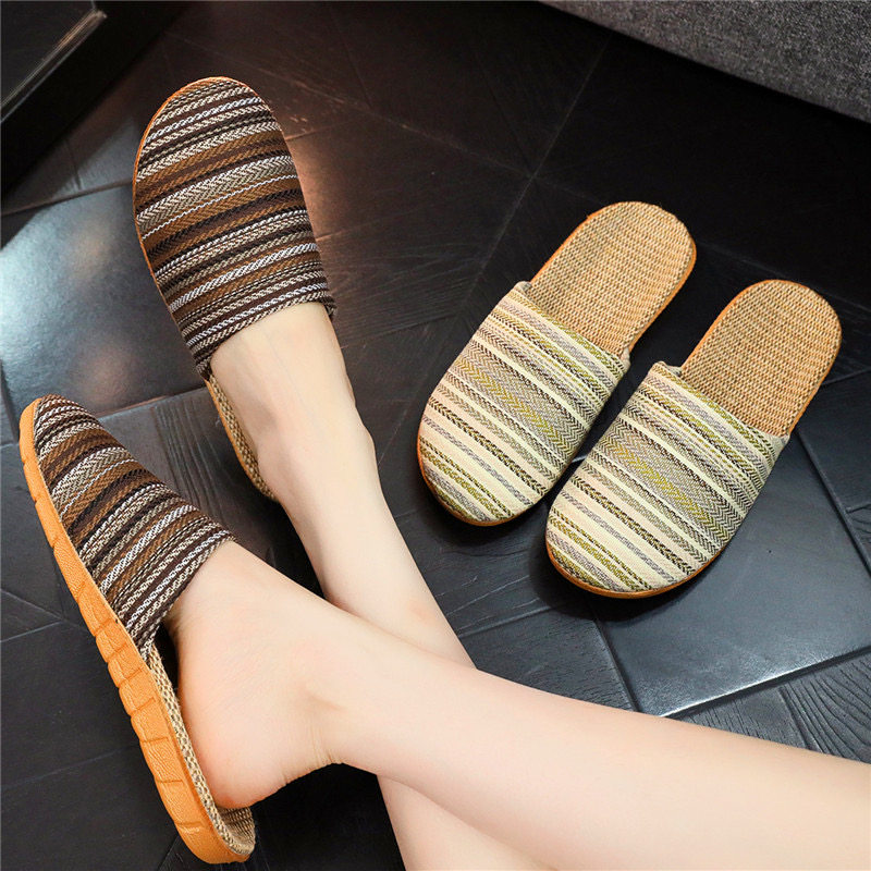 居家四季手工编织条纹国风亚麻拖鞋EVA软底吸汗透气防滑凉拖鞋,居家布艺,居家亚麻拖鞋,淘宝优惠券,粉丝福利购,淘宝优惠卷