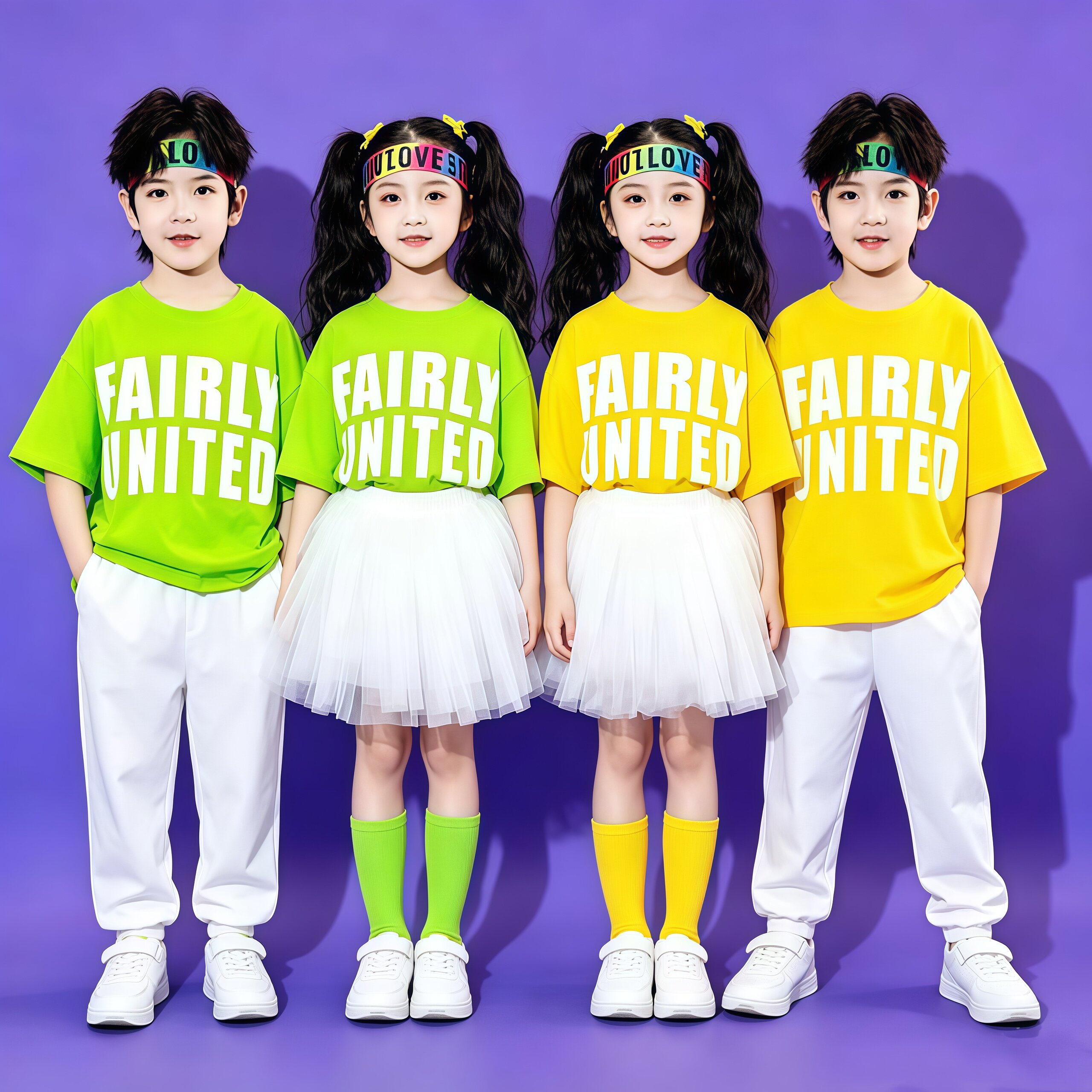 新款儿童蓬蓬裙套装街舞演出服幼儿啦啦队表演小学生运动会开幕式