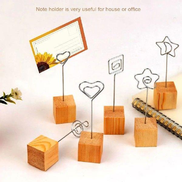 Cute Design Clamps Stand Round Wooden Holder Place Card
