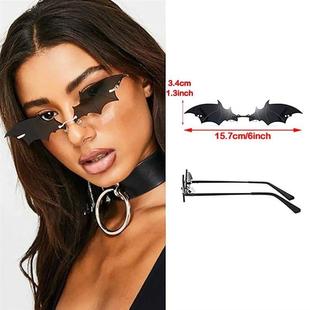 Rimless Sunglasses Goth Trendy Spooky Halloween Eyewear Bat