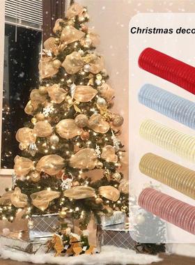 Christmas Ribbon Tree Decoration Mesh Tulle Fabric Pendant