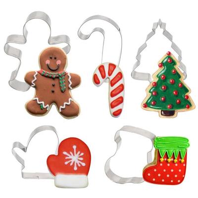 5Pcs/set Christmas Cookie Cutter Gingerbread Xmas Tree Mold