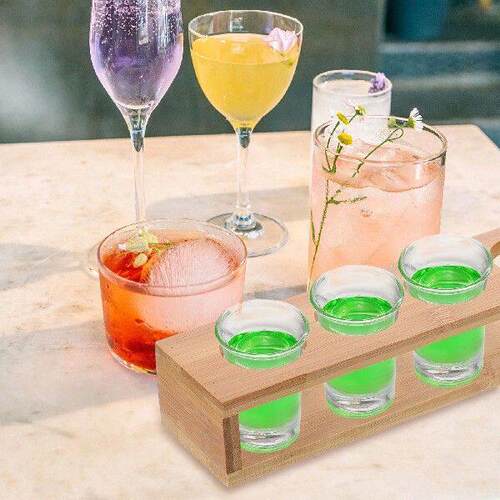 Cup Holder Wooden Shot Glasses Cups Tray Eyeglass Display