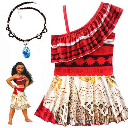 Girls Moana Cosplay Costume for Kids Vaiana Princess Dress