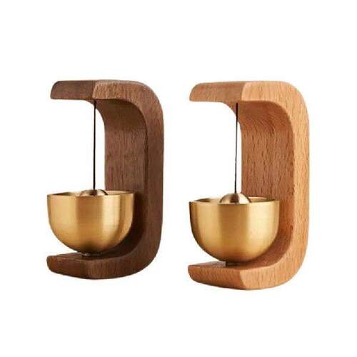 1PC Simple Solid Wood Brass Bell Dopamine Wind Chimes