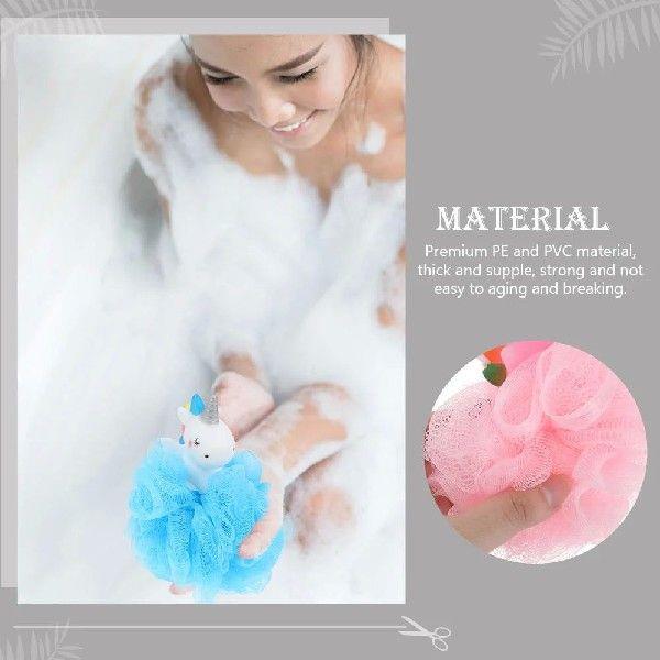 2 Pcs Unicorn Bath Ball Mesh Shower Balls Sponge Powder
