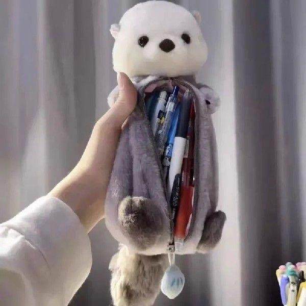 Creative Cute Cartoon Sea Otter Plush Pencil Case Kawaii