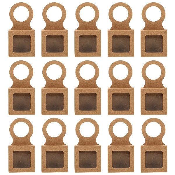 25pcs Bottle Gift Box Foldable Hanging Paper Boxes 6x6x2cm