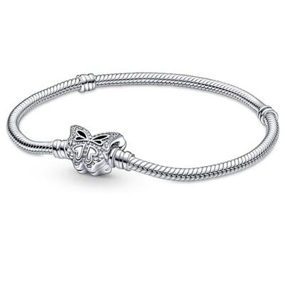 925 Sterling Silver bracelet Heart T-Bar Cuff Chain Sparklin