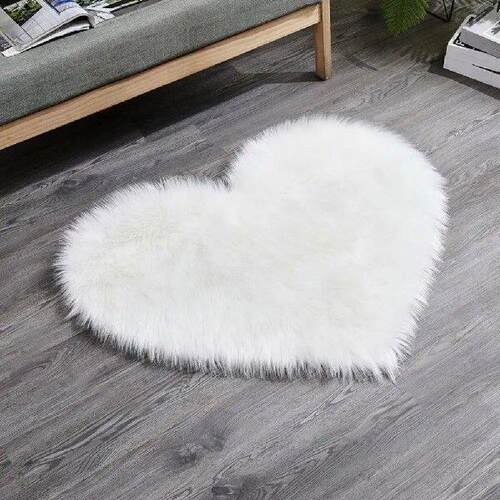40*50cm Heart Shaped Fluffy Rug Shaggy Faux Wool Carpet