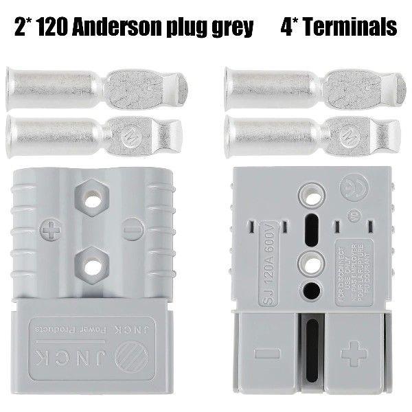 2Pcs 120 Amp Anderson Style Plug with 4 Terminals Anderson