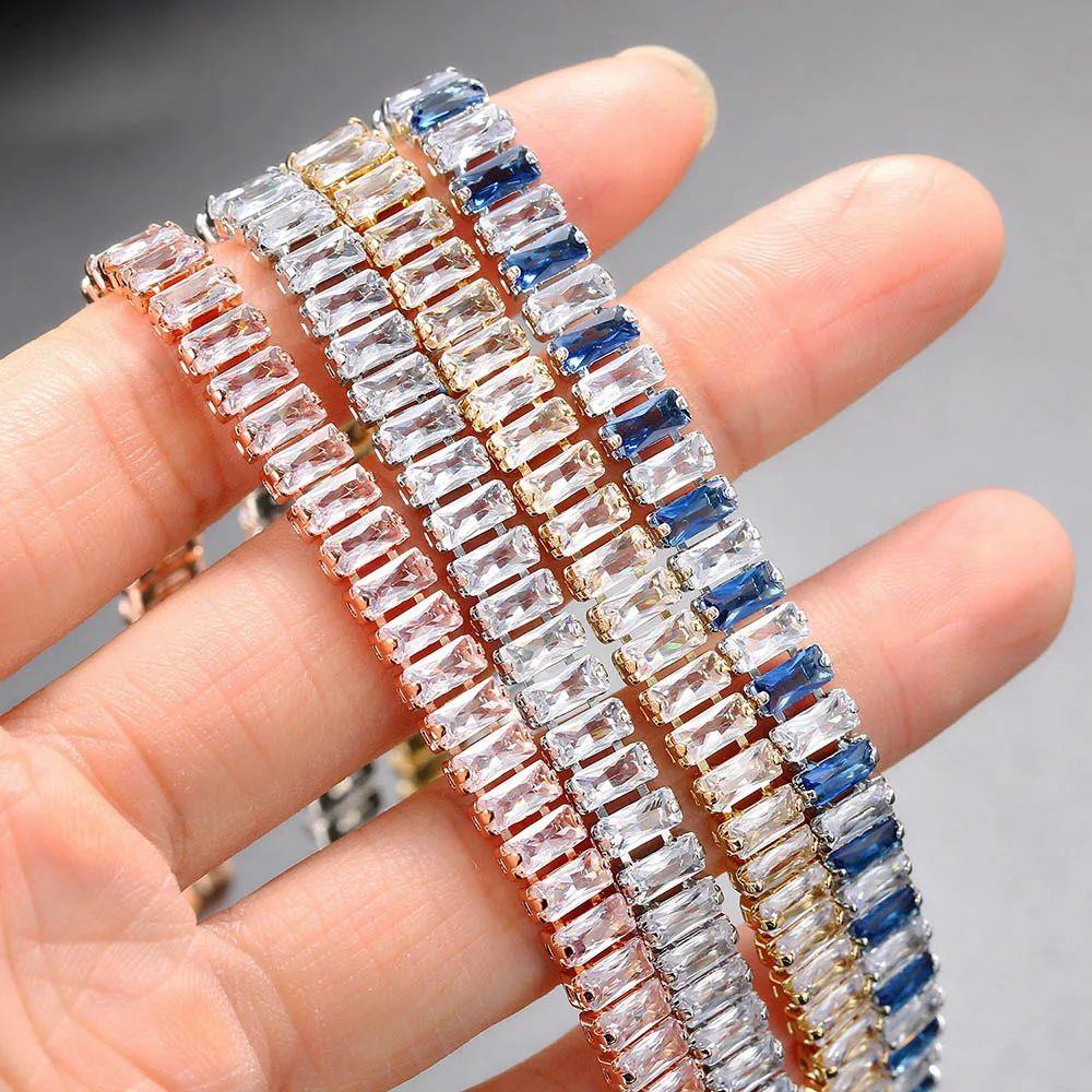 Iced Out Zircon Tennis Bracelet For Women Luxury Crystal Bra
