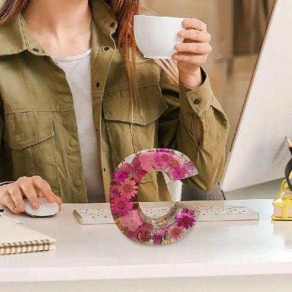 Dried Flower Led Lamp Decorative Initial Letter Led Floral