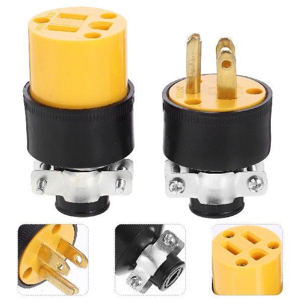 15A 125V 3 Pin Extension Cord Connectors Male Female Replace