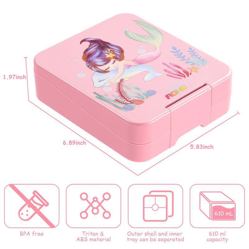 Bento Lunch Box for Kids: Mermaid Bento Boxes 4 Compartment