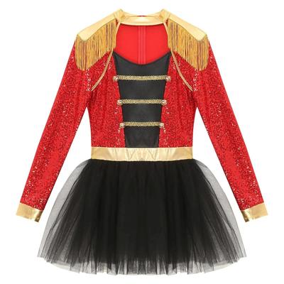 Women Circus Ringmaster Cosplay Costume Long Sleeve Fringe B