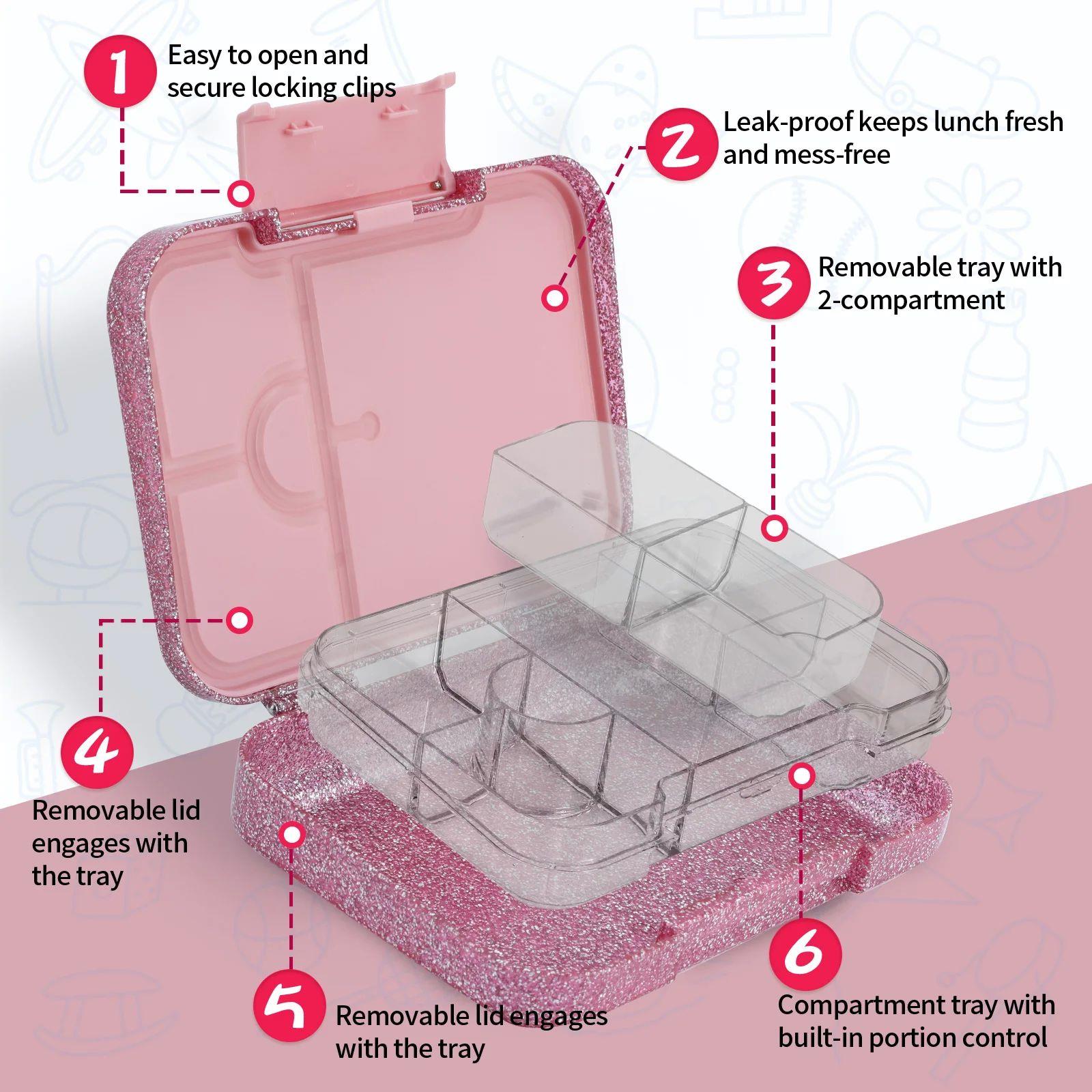 Glitter Tritan Bento Lunch Box, Leakproof , Portable And Reu