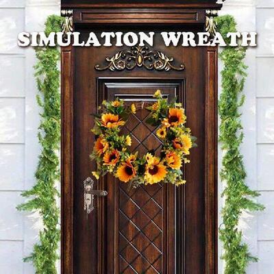 Artificial Sunflower Wreath Flower Garland Ornament Door