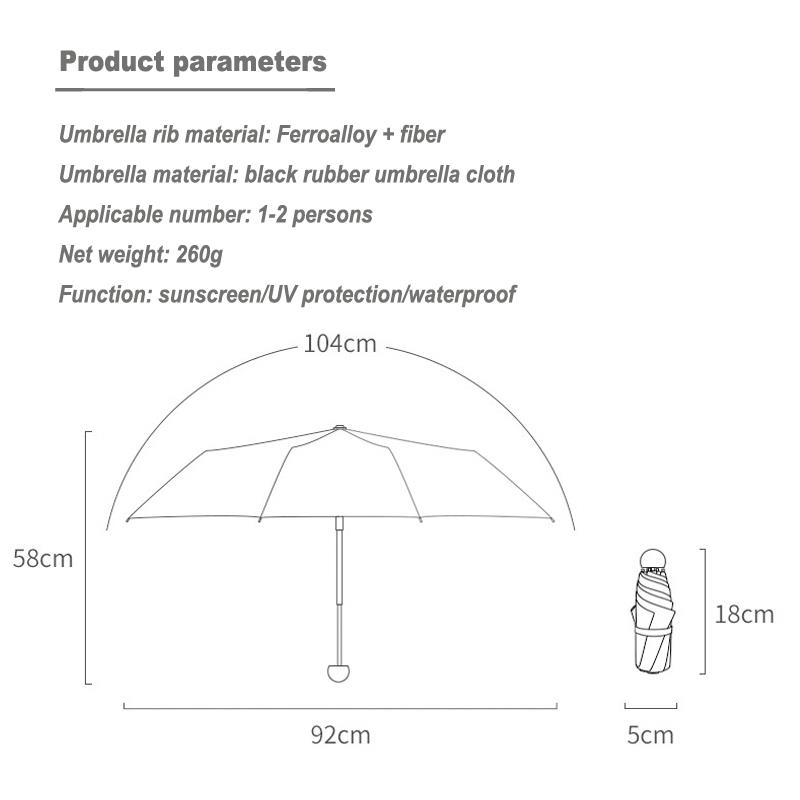 Mini Pocket Umbrella Women UV Small Umbrellas 260g Rain Wome
