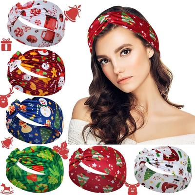 Christmas Headband Women Stretchy Headwraps Elastic Hair Ban